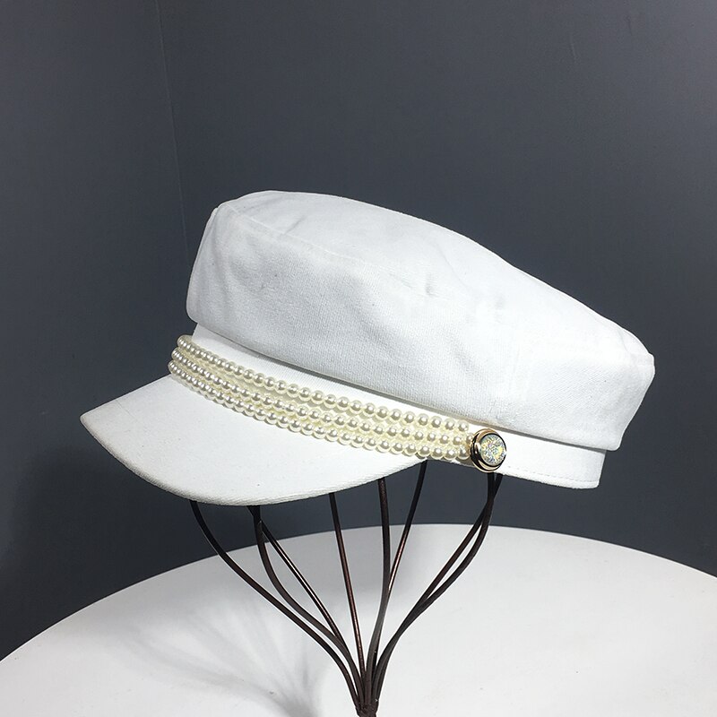 Dames marineblauwe pull-on hoed, dames vizierhoeden, zomerzonbeschermende hoed, dames met aanpasbare parelmoer franse hoed, meisjeshoed craisy: B