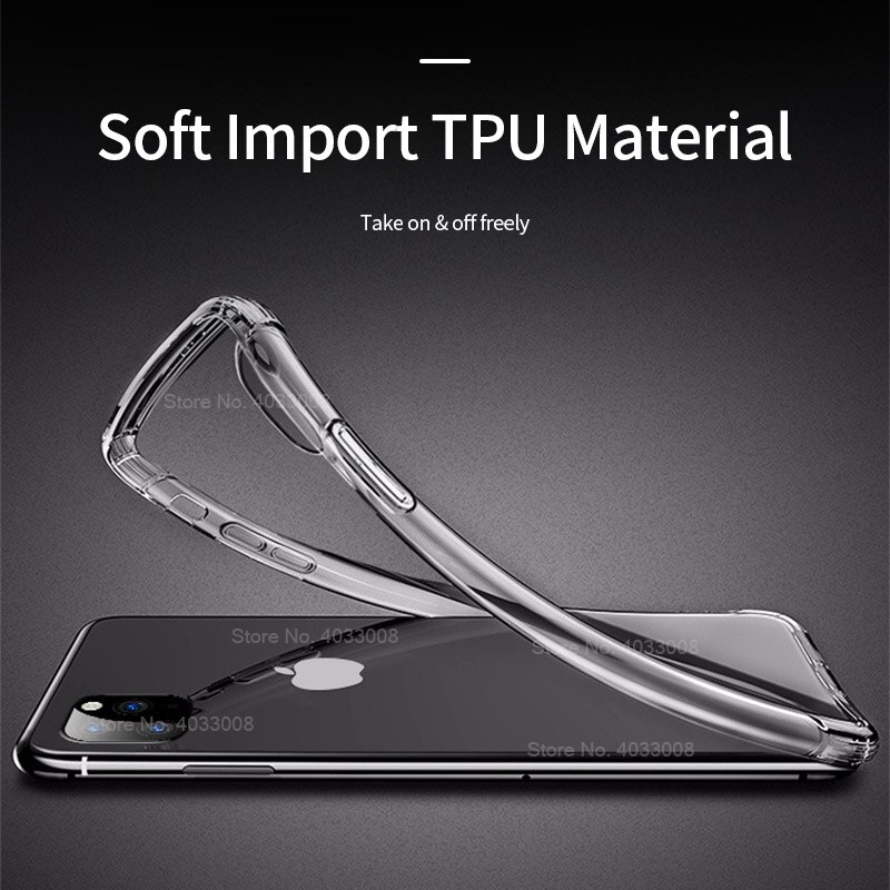 Soft Transparent Silicon Case for iPhone 12 11 Pro Max SE Shockproof Clear TPU Cover For iPhone 12 Pro Max XR X XS Max 7 8