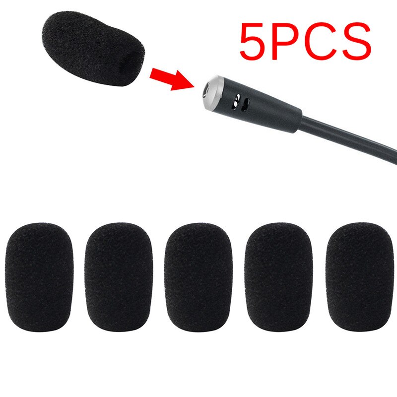 5 Pack Microfoon Microfoon Hoofdtelefoon Grill Voorruit Spons Foam Mini Black Hoofdtelefoon Microfoon Cover