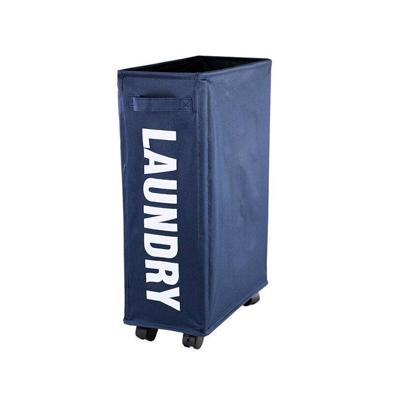 Foldable Laundry Basket with Wheels Dirty Clothes Storage Basket Bathroom Laundry Hamper Household Laundri Hamper Toy Storage: Dark blue