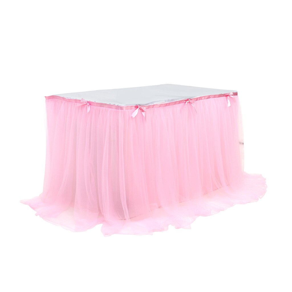 Wedding Party Tutu Tulle Table Skirt Cover Tableware Cloth Baby Shower Party Home Decor Table Skirting Birthday Party