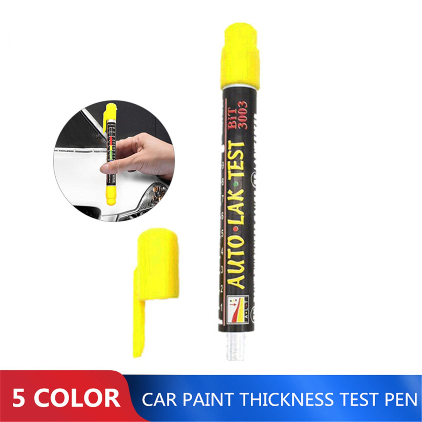 Tester di spessore per test di vernice per auto, misuratore di vernice per auto, test di controllo della vernice per auto, tester di vernice con penna con scala a punta magnetica Tester di spessore per test di vernice per auto, misuratore di vernice per auto, test di controllo della vernice per auto, tester di vernice con penna con scala a punta magnetica