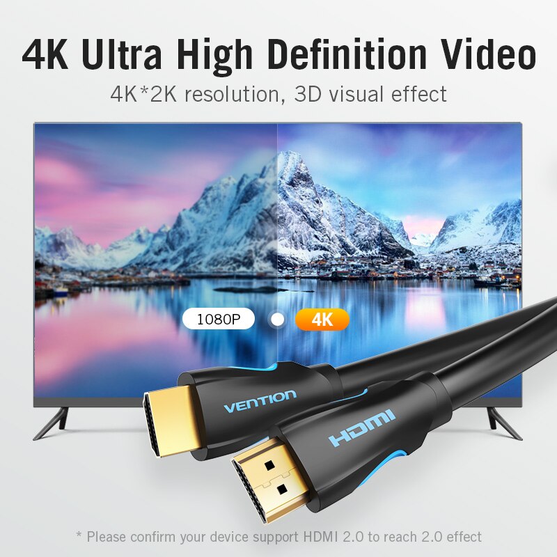 Cable HDMI vention 4K HDMI a HDMI 2,0 Cable conector chapado en oro para interruptor divisor HDMI Cable para HDTV LCD PS3 4 Pro 5M 10M