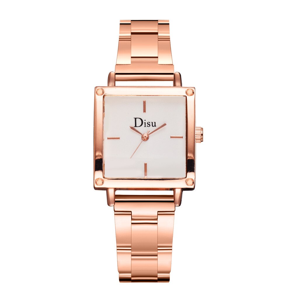 DISU Watch for Women Alloy Steel Strip Women Bracelet Watch Exquisite Square Dial Clock Quartz WristWatch Reloj: E