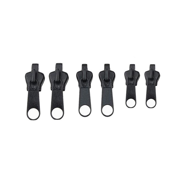 12/6Pcs 3 Sizes Universal Instant Fix Zipper Repair Kit Replacement Zip Slider Teeth Rescue Zippers Sewing Clothes: 6pcs-black