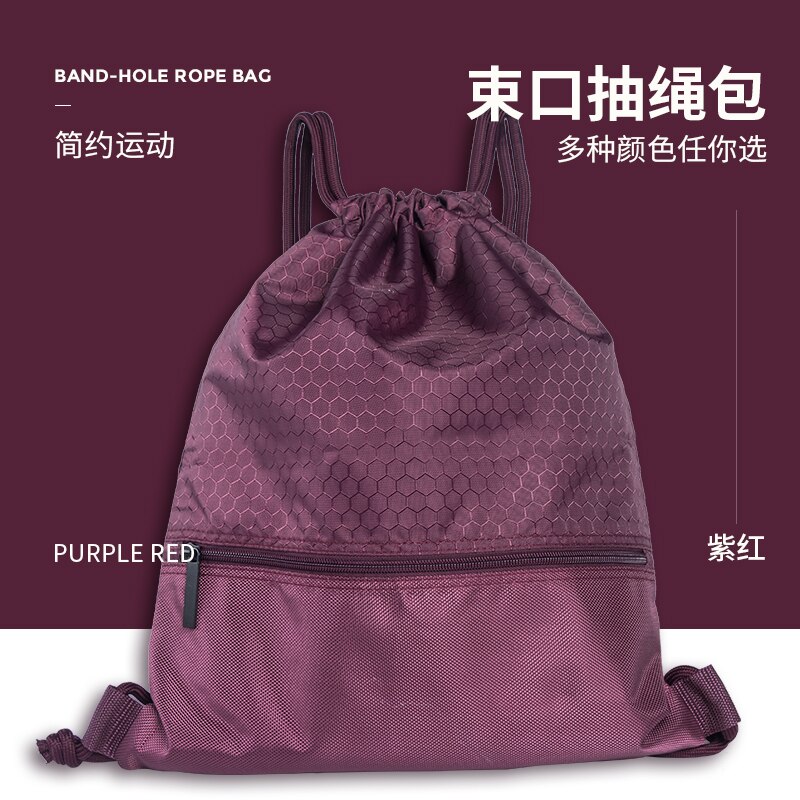 Women Men Outdoor Drawstring Bags Sports Travel String Drawstring Backpack Bags Gym Tote School Sport Pack Brief Casual Rope Bag: Purple 