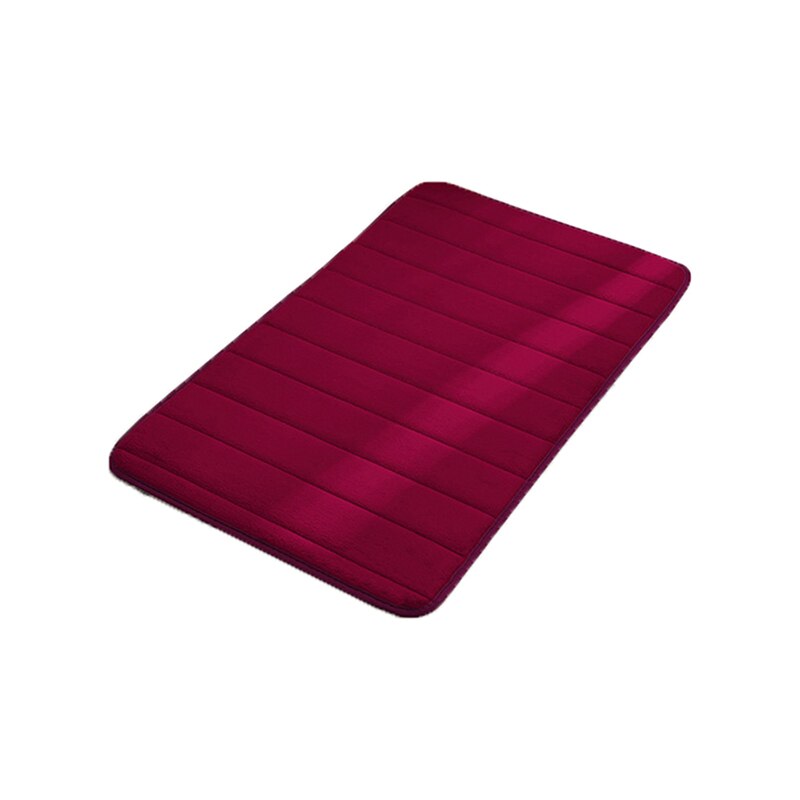 Badmat Coral Fleece Badkamer Tapijt Wateropname Non-Slip Memory Foam Absorberende Imitatie Konijnenbont Vloer Mat: Wine Red