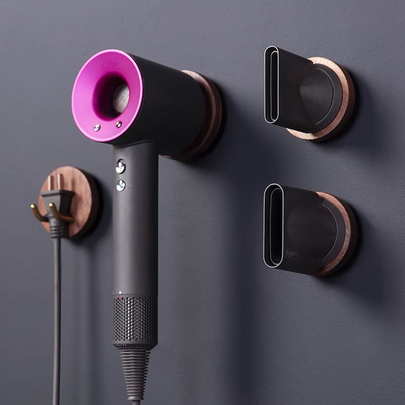 Muur Gemonteerde Haardroger Houder Set Voor Dyson Massief Houten Föhn Beugel Stand Badkamer Sets Rack Organizer Planken Voor muur