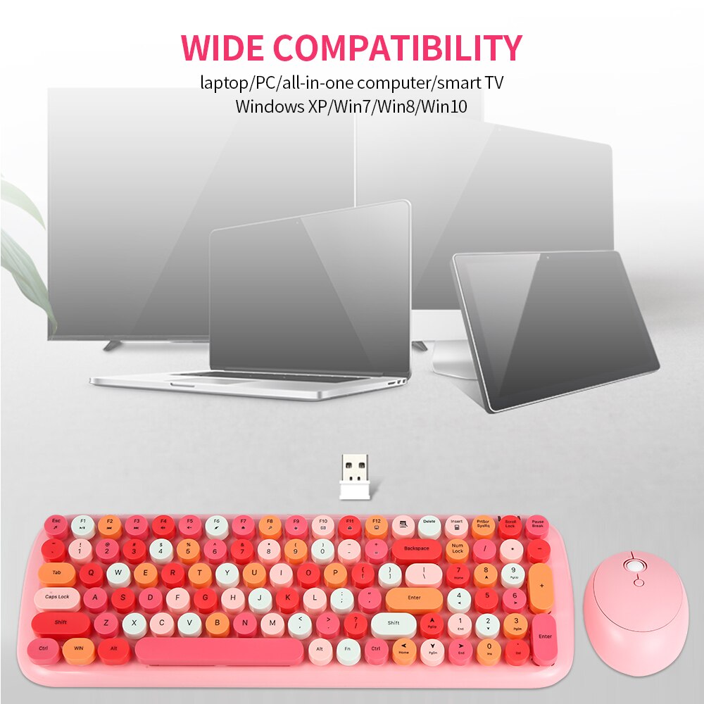 Mofii Candy XR 2.4G Wireless Keyboard Mouse Combo with 100-key Round Keycaps Mixed Color Keyboard 4-key Ergonomic Mouse Green