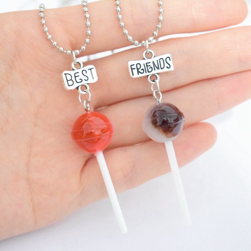 Collier pendentif sucette en résine couleur bonbon pour enfants, BFF 5 meilleurs amis d'amitié éternelle, pour enfants