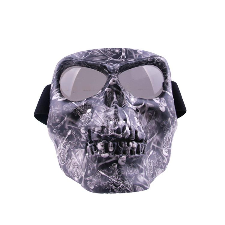 Máscara Modular de motocicleta, cascos de Scooter, máscara de motocicleta, máscara de Calavera, medio casco, gafas, máscara de esquí, gafas desmontables: Gray gray lens