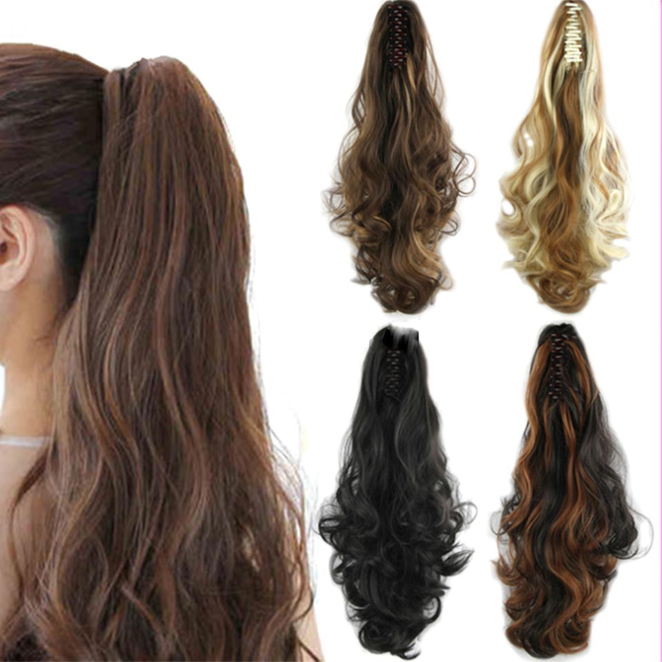 Lvhan kemisk fiber højtemperaturbestandigt hår syntetiske hestehalepoteclips til kvinder i hårforlængelsen bølget krøllet stil