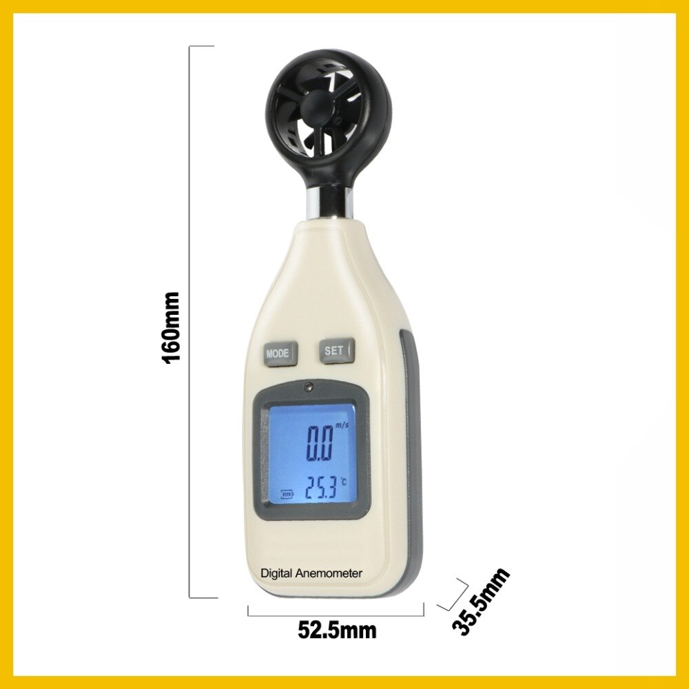 RZ GM816A LCD Digital Hand-held Wind Speed Gauge Meter Measure Anemometer Thermometer 30m/s (65MPH) Speed Measuring Instrument