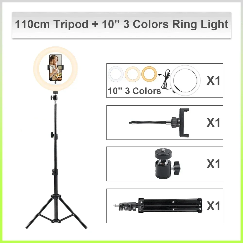 Zomei 26cm ledet selfie-ringlampe fotografisk selfie-ringbelysning rgb-fyllingslys med 110cm telefonholderstativ til video bo: Lilla