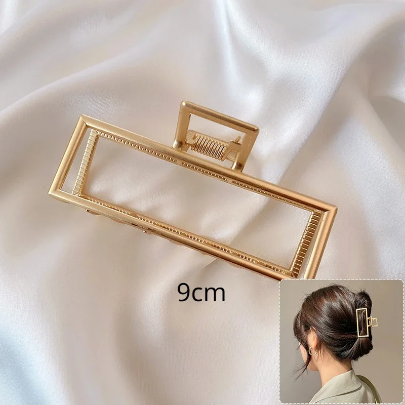 Simple Cross Women Claw Clips Metal Gold Silver Large Medium Shark Crab Clamps Hairgrip for Thick Thin Hair Accessories: Dark Grey