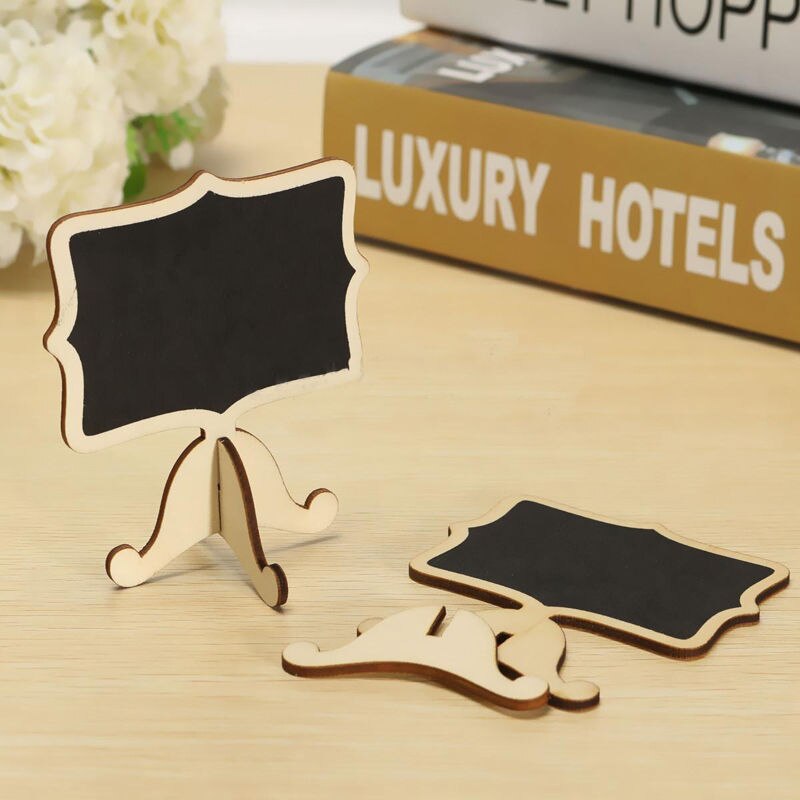 Trendy 10Pcs Mini Houten Kantoor Schoolbord Schoolbord Bericht Tafel Nummer Wedding Party Decor Labels Houder Clip: Default Title