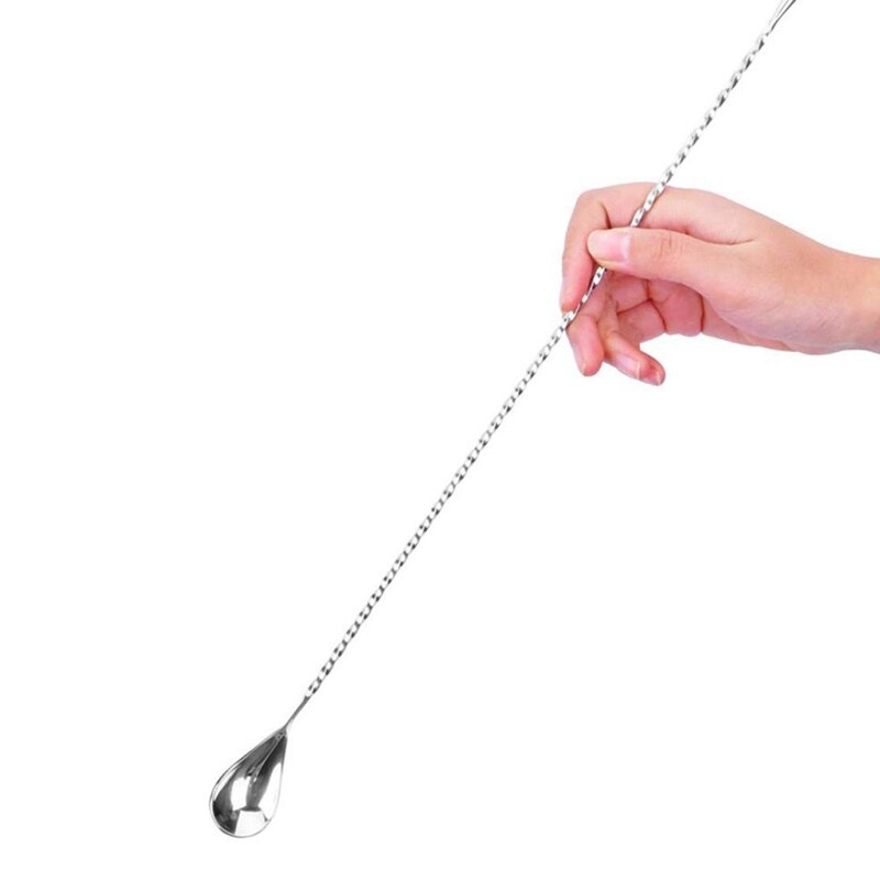 Set van 15.7/12 inch cocktaillepels, roestvrijstalen cocktail shaker met spiraalpatroon en cocktailmenglepel