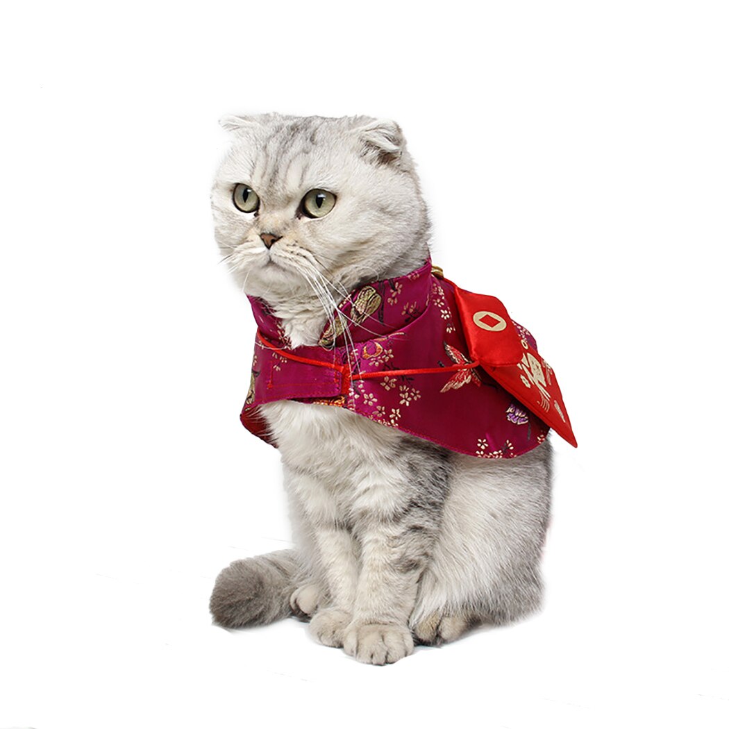 Huisdier Kat Tang Pak Kleine Rode Envelop Feestelijke Mantel Huisdier Cape Chinese Stijl Feestelijke Hond Cape Pet Kostuum Voor kittens Katten