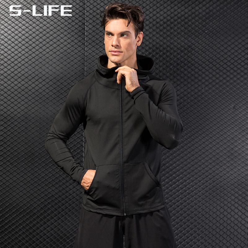 Veste moulante pour homme, manteau d'athlétisme à capuche pour entraînement sportif, Fitness, vestes à capuche, séchage rapide, fermeture éclair manches longues, sweat à capuche décontracté