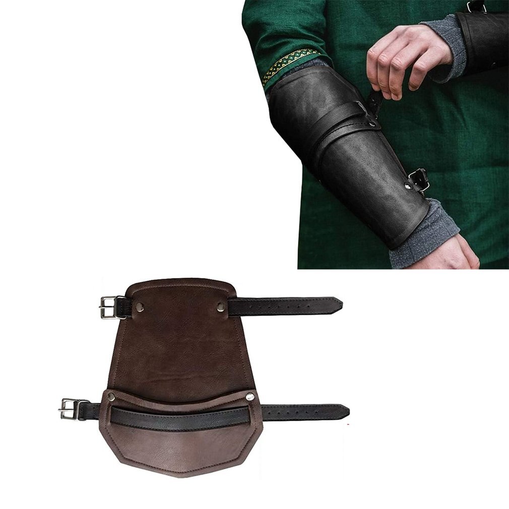 Armor Buckle Punk Gothic Leather Gauntlet Wristband Medieval Costume Bracers Wrist Guard Cosplay