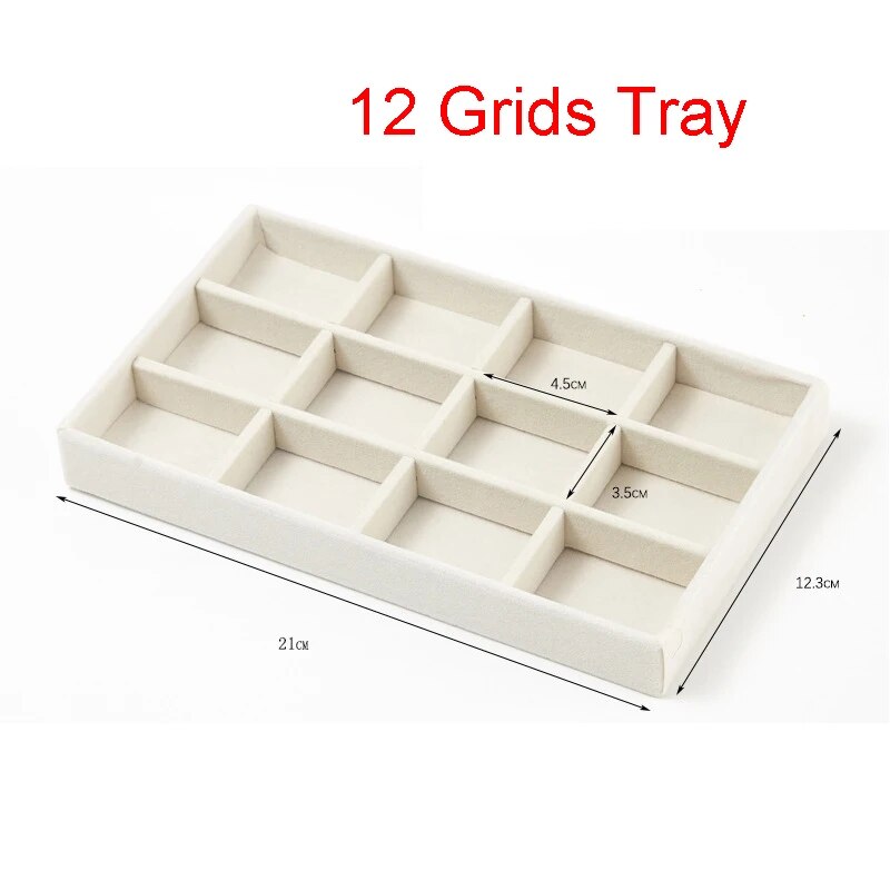 Espositore per gioielli in velluto Porta gioielli squisito Anello portatile Orecchini Collana Organizzatore Scatola di immagazzinaggio Vassoi organizzatore Beige: Black