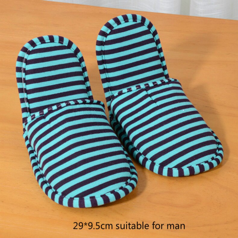 Zapatillas de viaje plegables y portátiles para parejas, Zapatillas de casa de algodón a rayas para interior, dormitorio: Verde
