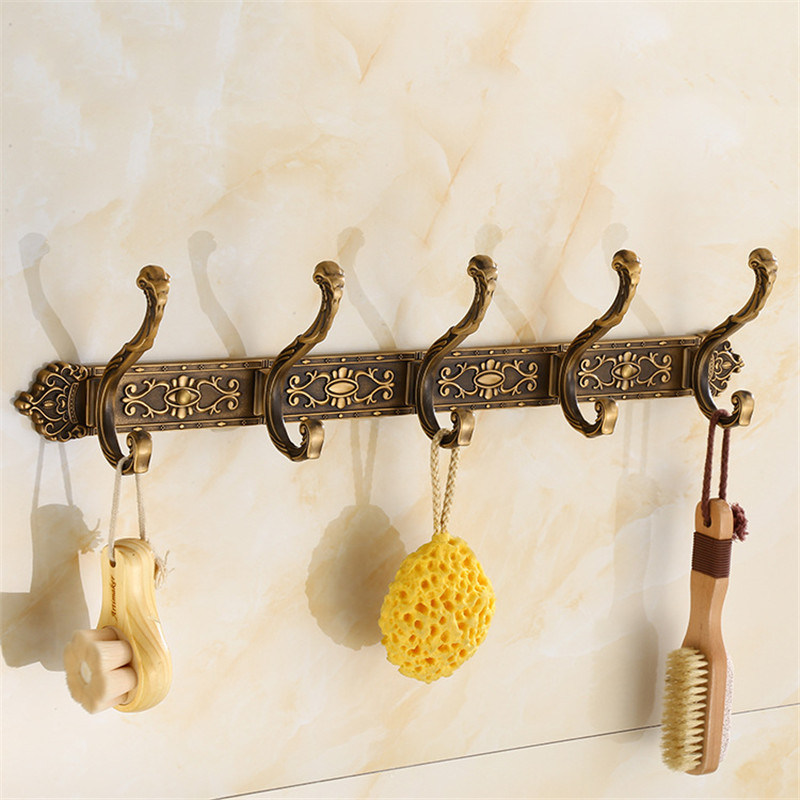 Antiek Gesneden Handdoek Hanger Kleding Hoed Haak Rij Vintage Gewaad Haak Badkamer Gewaad Haak Bad Hardware Set Keukenhanger