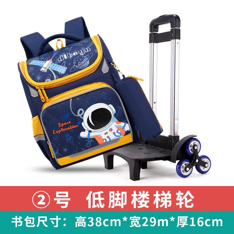 Afneembare kinderschooltassen met wieltjes meisjes jongens trolley schoolrugzak kinderschooltassen met wieltjes boekentas reisbagage: 6 wielen geel