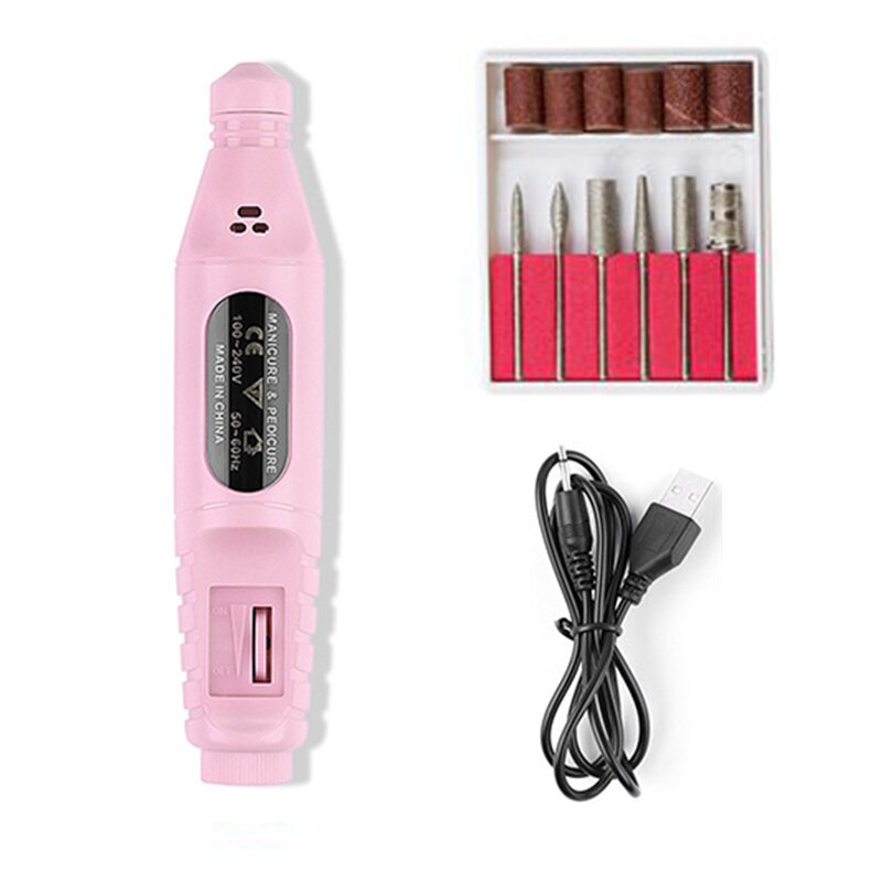 Dmoley elektrisk pedicure maskine negleboremaskine elektriske manicurebor tilbehør pedicure sæt neglebore negleværktøjer: Usb lyserød