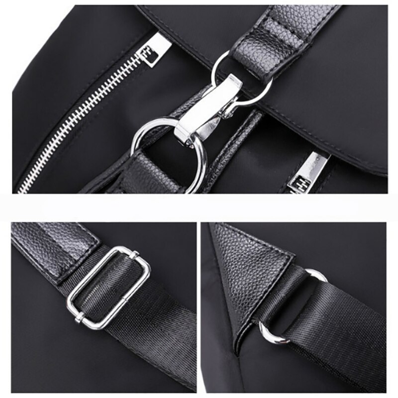 Women Backpack School Bags For Teenager Girls Nylon Zipper Lock Black Femme Mochila Female Backpack Sac A Dos