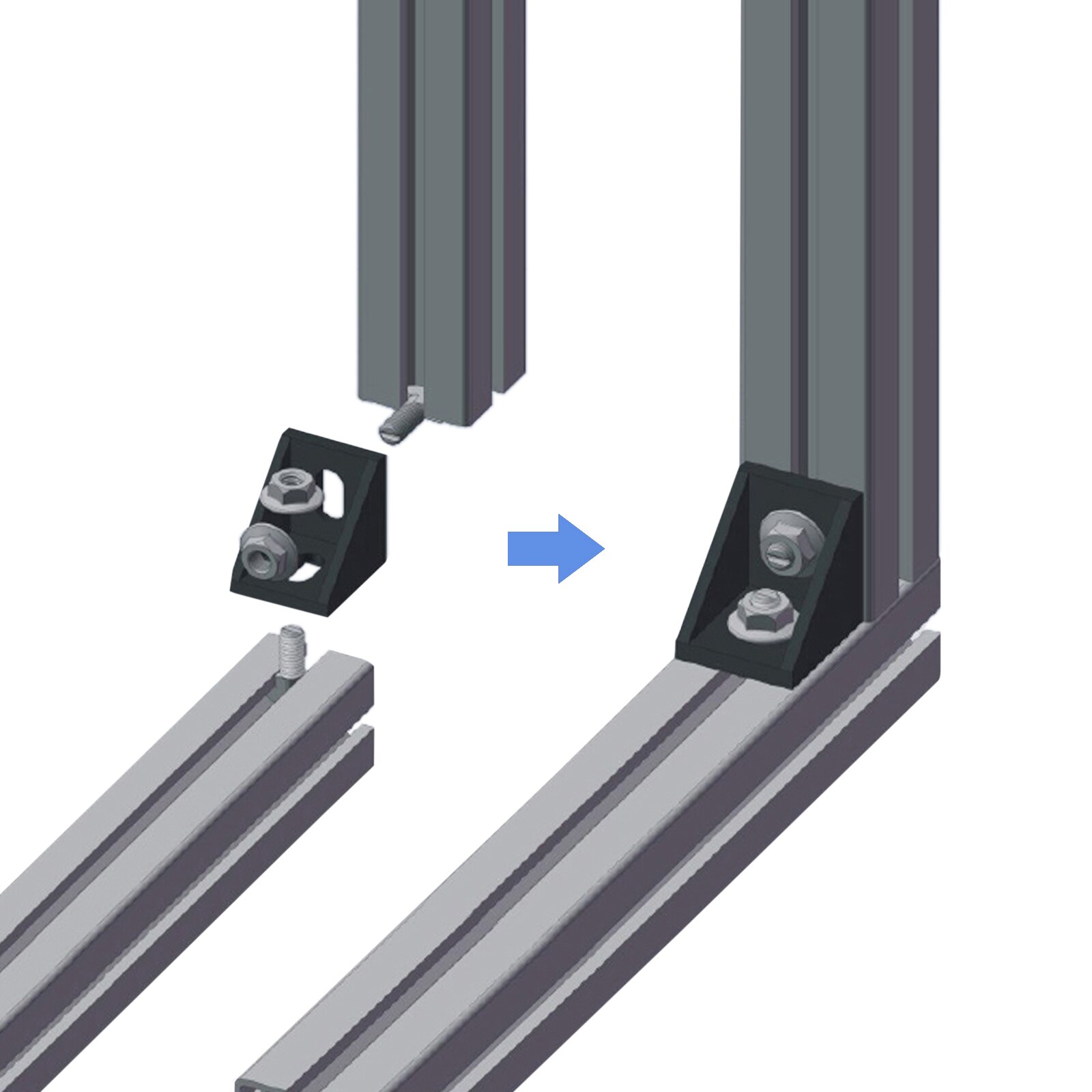 JUSTOOL 20pcs Corner Fitting Angle Aluminum Connector Angle Code Bracket Fastener Furniture Hardware Woodworking Tool Set