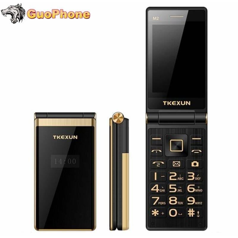 Tkexun M2 Flip Telefoon 3.0 "Metal Body Senior Dual Sim Camera MP3 MP4 Touch Screen Luxe Mobiele Telefoon