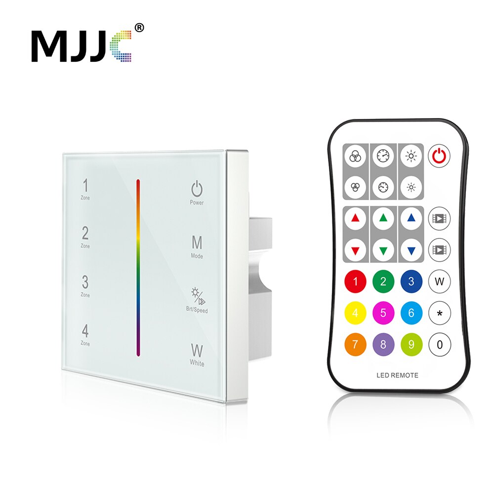 MJJC DMX Controller 512 4CH Zone RGBW DMX512 Master Control Wireless 2.4G RF Remote Wall Mounted Touch Panel Controller T14-1