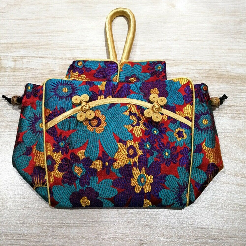 Women Embroidery Silk Bag Vintage Style Messenger Bag Chinese Style Handbag Purse Bag: Style 3 F