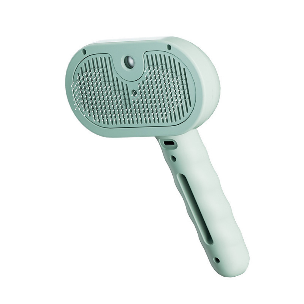Cepillo de vapor para gatos, peine de depilación con spray para mascotas para quitar y cuidar, cepillo de agua para gatos, perros, animales pequeños, pelo largo y corto: Verde