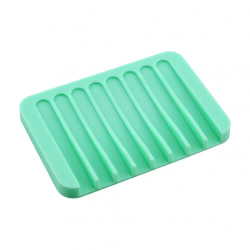 Badeværelse silikone sæbe holder skridsikker sæbe kasse toilet brusebad dræning rack badeværelsesudstyr sæbe fad sæbe bakke holder: Myntegrøn