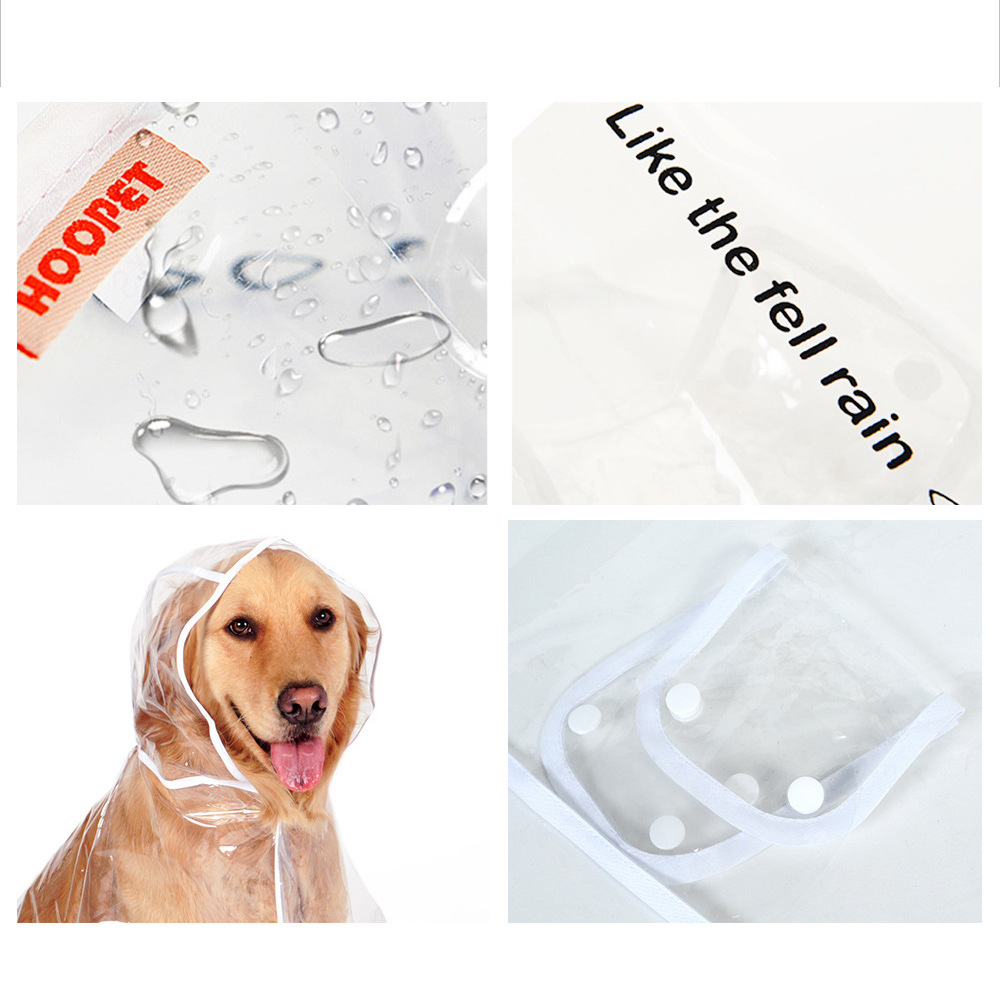 Capa de chuva para cães de estimação, roupas transparentes para cachorros, à prova d'água, macacão para cães pequenos e grandes, XS-7XL