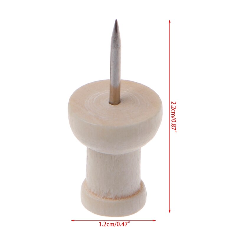 40 Pcs Wooden Thumbtack Decorative Drawing Push Pins Wood Head Office