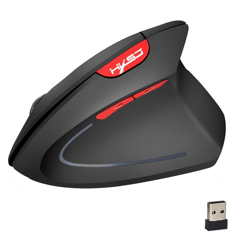 Wireless Mouse 2.4GHz Game Ergonomic Vertical Mouse 2400DPI USB Mice For Computer PC Laptop Ergonomic Gaming: Black