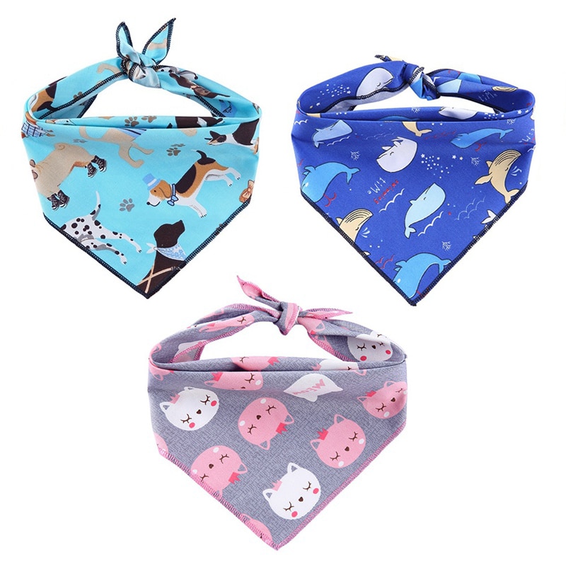 Cartoon bedrukte huisdierbandana's, hondenaccessoires, huisdiersjaal, huisdierbandana voor honden, katoenen wasbare strikken, halsband, kat, hondensjaal