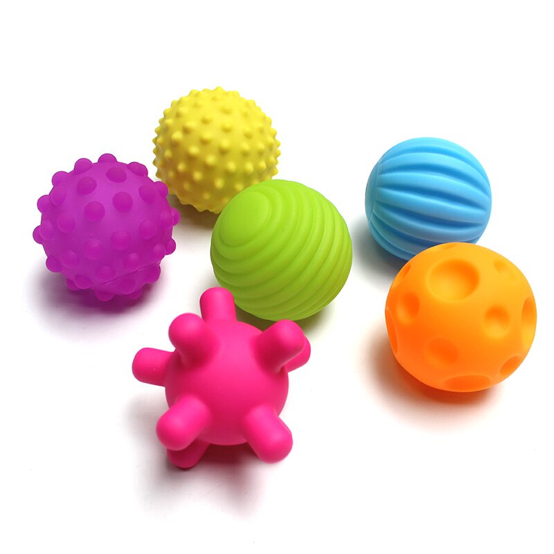 4/6 stk teksturerede multikugler sæt legetøj til baby touch hånd taktile sanser udvikler legetøjskugler baby træning massage gummi blød kugle: 6 bolde sæt