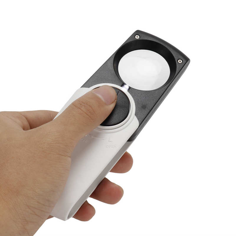 Bransoletka ze stali nierdzewnej bransoletka 8X szkło powiększające ręczne szkło powiększające z oświetleniem doprowadziło robić czytania identyfikacji biżuterii