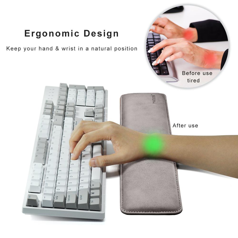 Maidern PU Leather Mechanical Keyboard Wrist Pad Ergonomic Comfort Memory Foam Keyboard Wrist Rest Pad For Office Computer