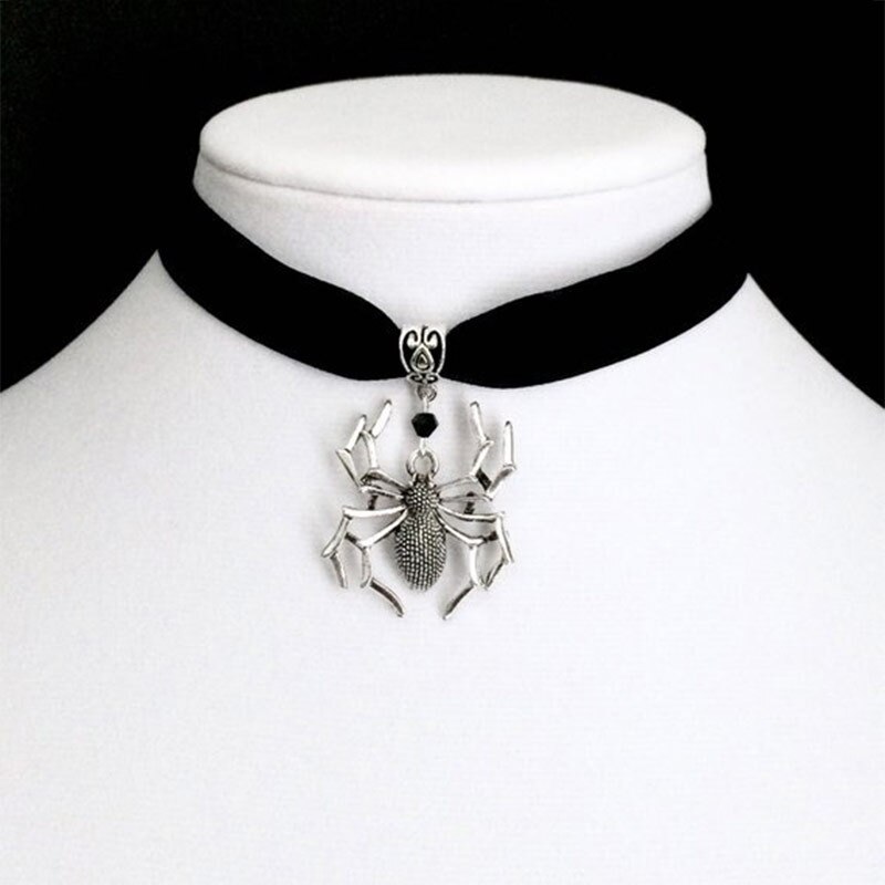 Pająk choker czarna aksamitna gotycka biżuteria sieć naszyjnik srebrny kolor sieć wiktoriańska biżuteria moda kobiety 1/zestaw kolczyk naszyjnik