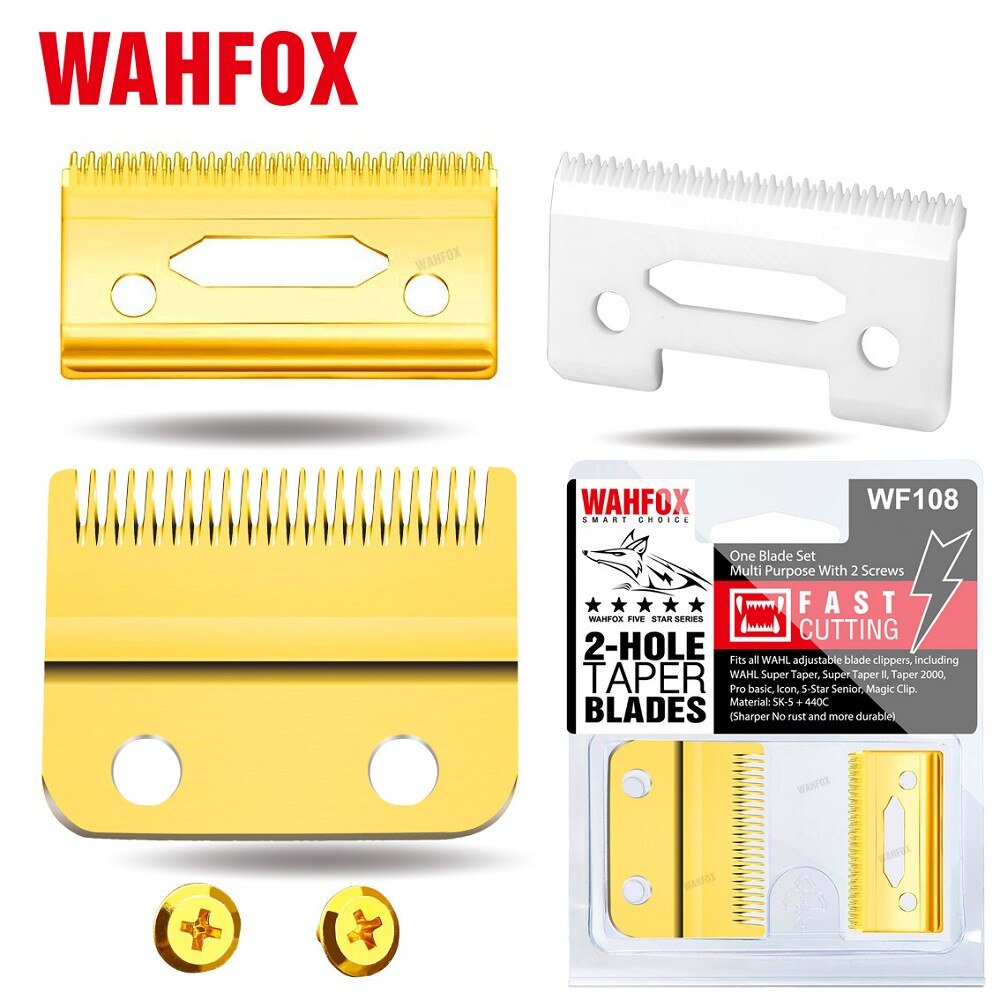 WAHFOX Blade For Barber Hair Clipper For WAHL Clipper 2-Hole Replacement Blades With Ceramic Blade