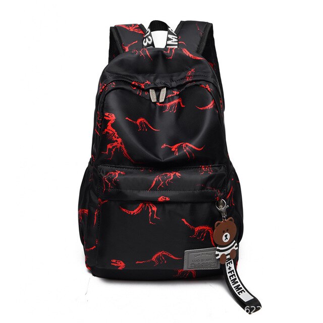 Chuwanglin Rugzakken Voor School Tieners Meisjes Tassen Mode Vrouwen Reizen Rugzak Rugzakken Leuke Animal Print Mannelijke Tas P61005: Black dinosaur