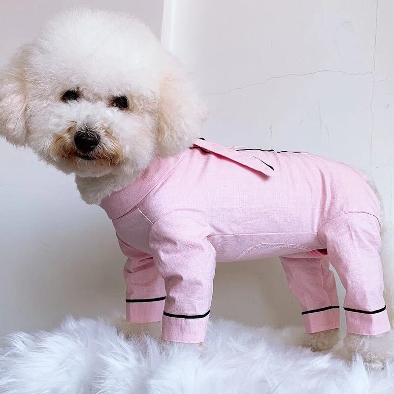 Cachorro de estimação macacão fino bonito cachorro roupas 100% algodão proteger barriga macacão para pequenos cães pijamas camisola chihuahua poodle