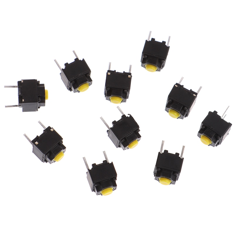 10 stk lydløs knap 6*6*7.3mm lydløs switch trådløs mus kablet museknap mikrokontakt gul trykknapkontakt
