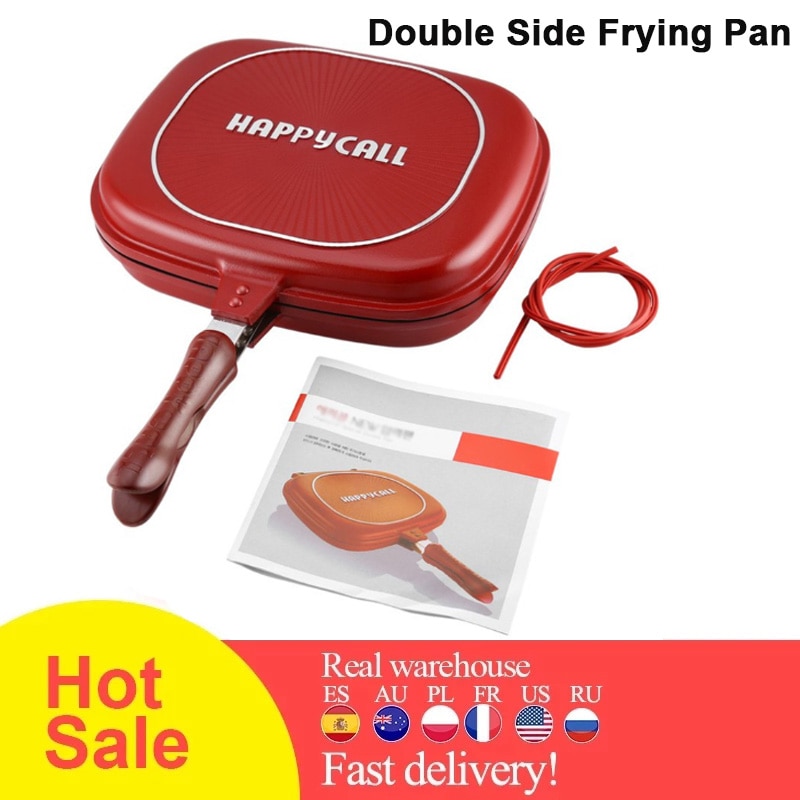 32CM/28CM Frying Pan Non-Stick Double-Sided Barbecue Cooking Tool Stable Durable And Reliable Cookware Suitable For Home Outdoor