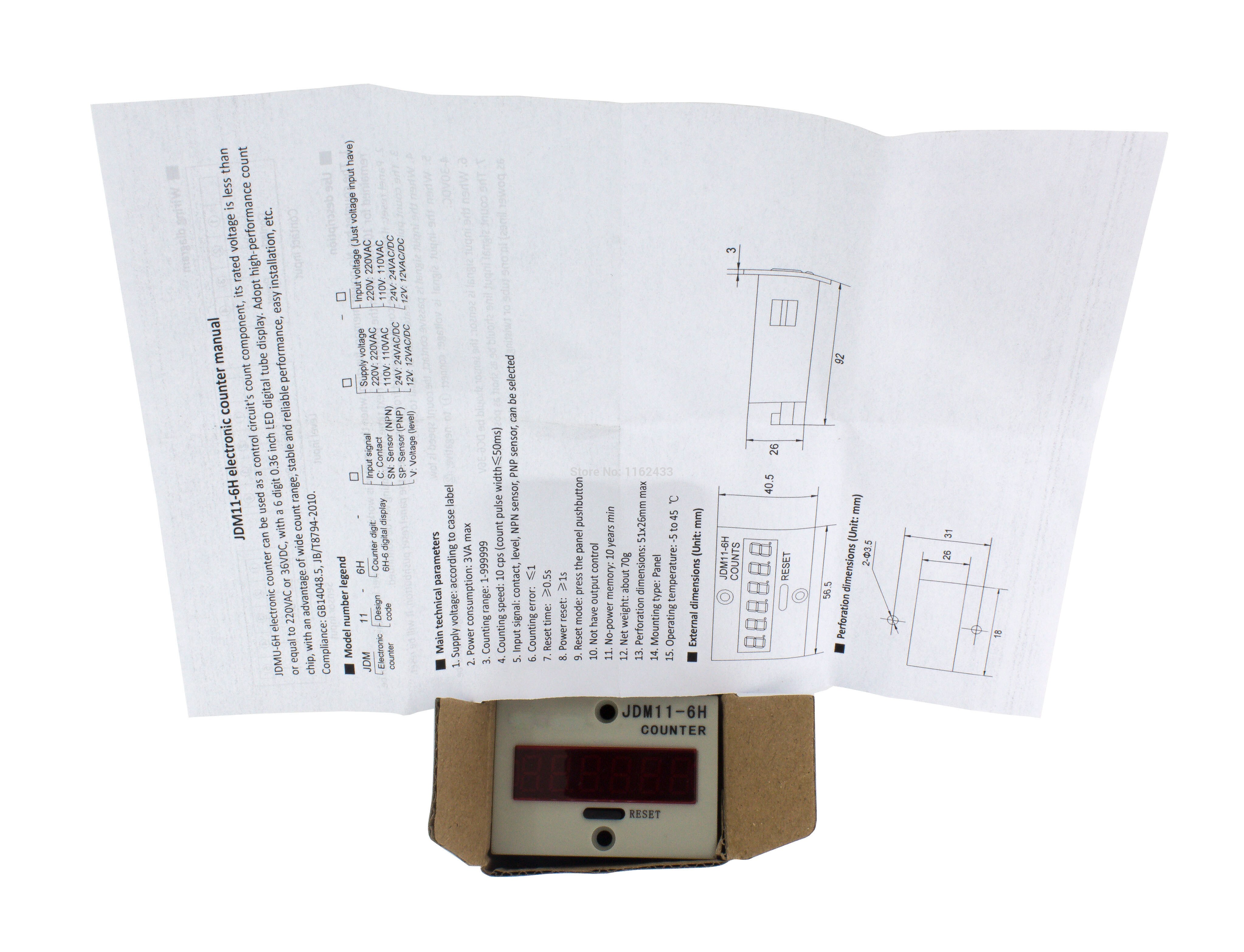 JDM11-6H AC 220V 110V 380V 36V AC/DC 24V 12V digital electronic counter relay JDM11 voltage level input production counter